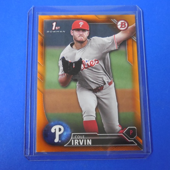 2016 BOWMAN DRAFT COLE IRVIN ORANGE ROOKIE CARD #D 06/25 PHILLIES