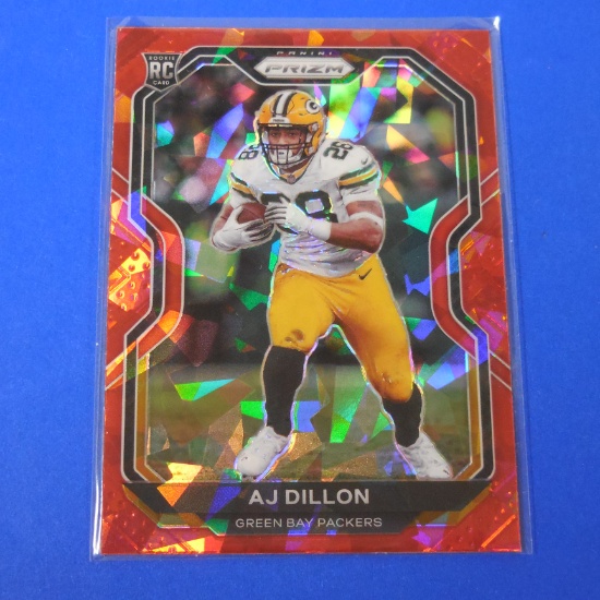 2020 PANINI PRIZM AJ DILLON CRACKED RED ICE PRIZM ROOKIE CARD PACKERS