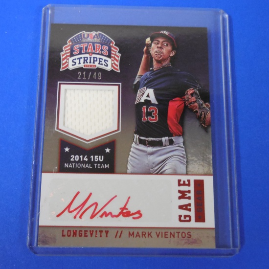 2015 PANINI USA MARK VIENTOS AUTOGRAPHED JERSEY ROOKIE CARD