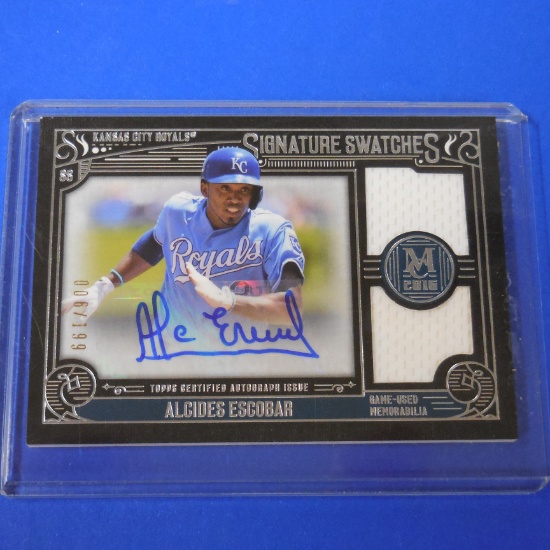 2016 TOPPS MUSEUM COLLECTION ALCIDES ESCOBAR AUTOGRAPHED JERSEY CARD #D 006/199