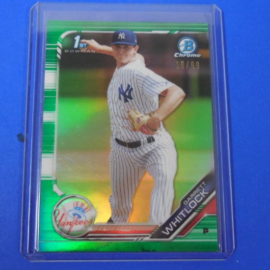2019 BOWMAN CHROME GARRETT WHITLOCK GREEN REFRACTOR ROOKIE CARD #D 18/99