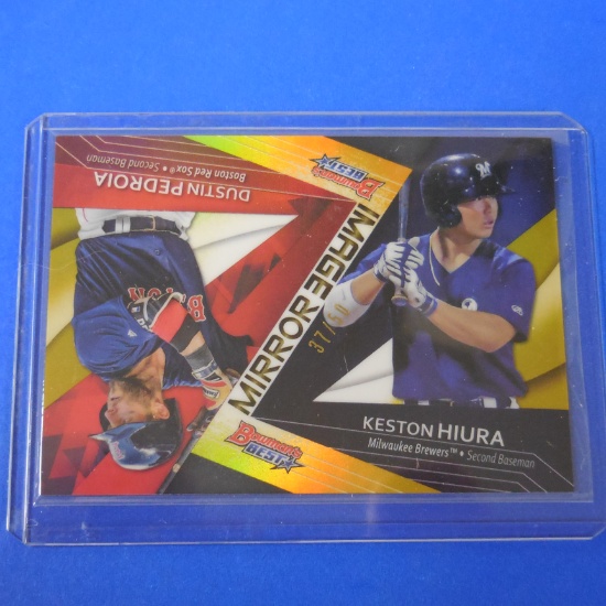 2017 BOWMANS BEST DUSTIN PEDROIA KESTON HIURA GOLD REFRACTOR #D 37/50