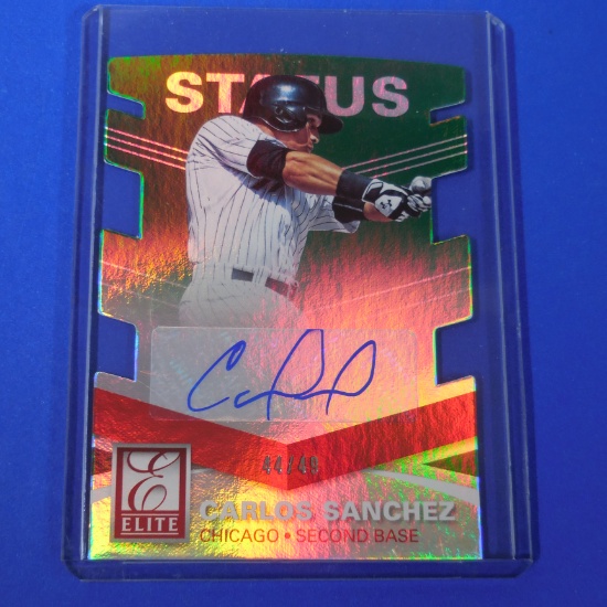 2015 DONRUSS ELITE CARLOS SANCHEZ DIE CUT AUTOGRAPHED ROOKIE CARD #D 44/49