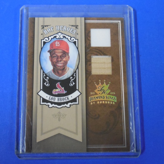 2005 DONRUSS DIAMOND KINGS LOU BROCK GAME USED JERSEY BAT #D 15/25