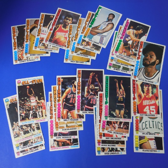 AMAZING 1976-77 TOPPS BASKETBALL JUMBO CARD LOT WITH STARS HOFERS AND MORE