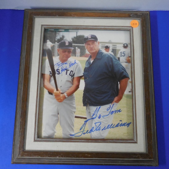 FRAMED RED SOX RALPH HOUK AND TED WILLIAMS AUTOGRAPHED 8X10 PHOTO VERY NICE