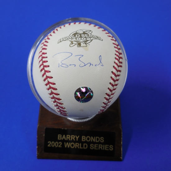 BARRY BONDS AUTOGRAPHED 2002 WORLD SERIES BASEBALL WITH BARRY BONDS COA