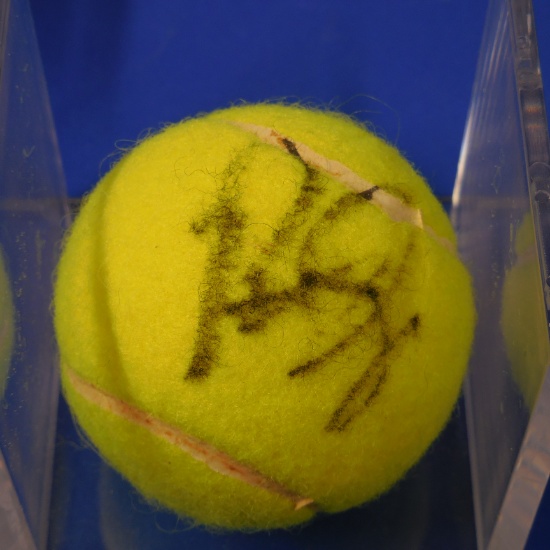 PETE SAMPRAS AUTOGRAPHED TENNIS BALL IN CUBE NO COA