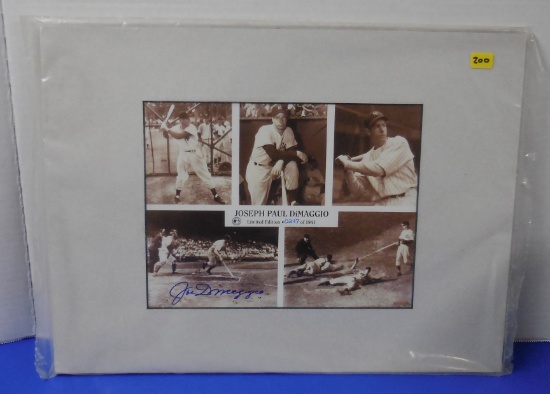 JOE DIMAGGIO AUTOGRAPHED 8X10 PHOTO NEW YORK YANKEES WITH SCORE BOARD INC COA