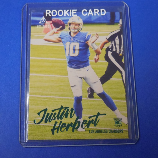 2020 PANINI CHRONICLES LUMINANCE JUSTIN HERBERT TEAL ROOKIE CARD