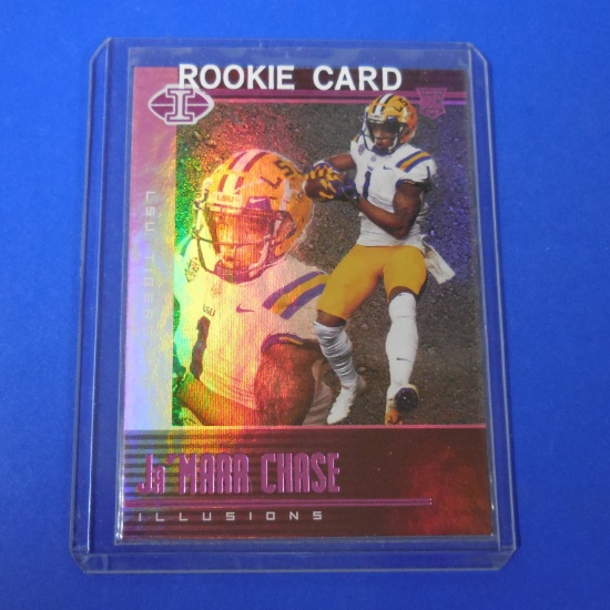 2021 PANINI CHRONICLES ILLUSIONS JA'MARR CHASE PINK HOLOFOIL ROOKIE CARD LSU