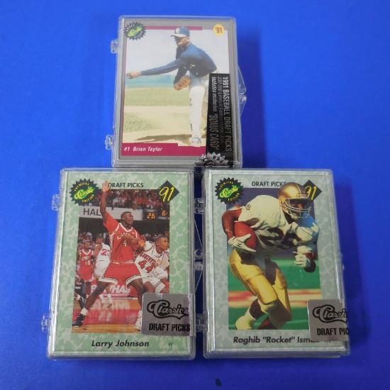 1991 CLASSIC SPORTS BASEBALL FOOTBALL BASKETBALL MINI SET LOT