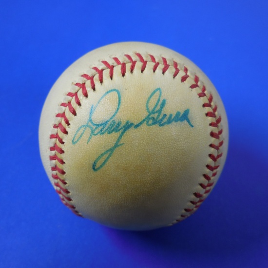 LARRY GURA AUTOGRAPHED RAWLINGS NATIONAL LEAGUE BASEBALL NO COA