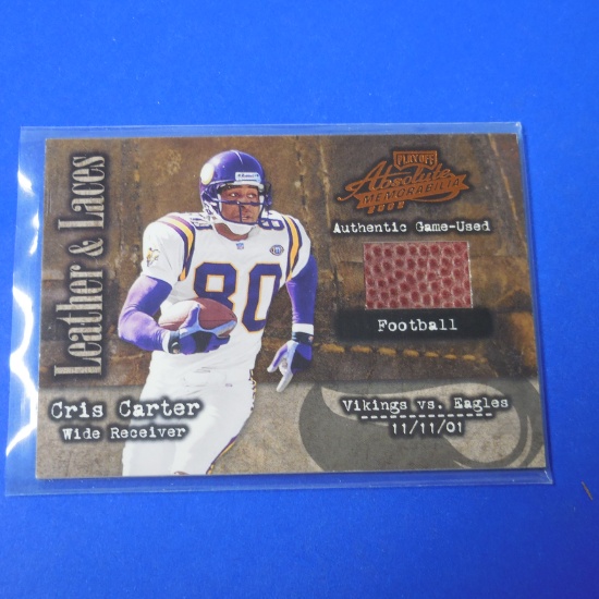 2002 PLAYOFF ABSOLUTE CRIS CARTER GAME USED FOOTBALL CARD #D 454/500 VIKINGS