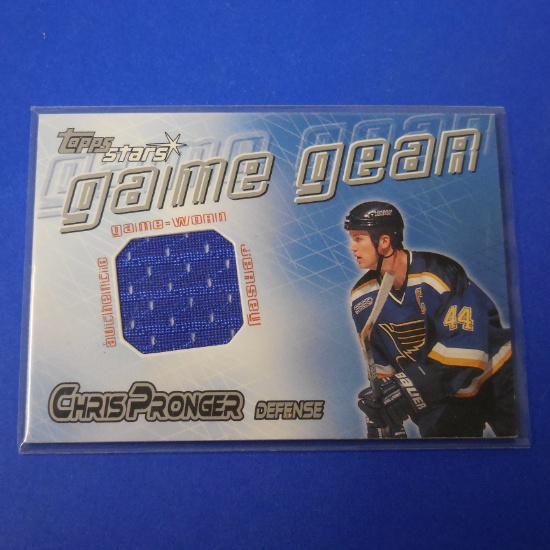 2001-02 TOPPS STARS CHRIS PRONGER GAME USED JERSEY CARD BLUES