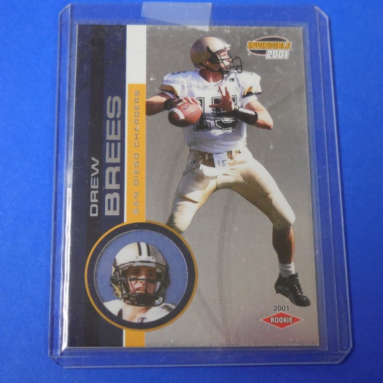 2001 PACIFIC INVINCIBLE DREW BREES ROOKIE CARD CHARGERS SAINTS HOF