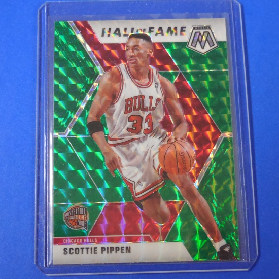 2019-20 PANINI MOSAIC SCOTTIE PIPPEN HALL OF FAME GREEN MOSAIC PRIZM
