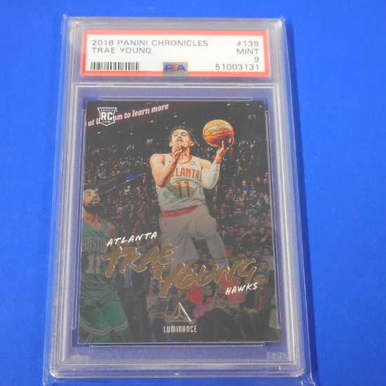 2018-19 PANINI CHRONICLES LUMINANCE TRAE YOUNG ROOKIE CARD PSA MINT 9 HAWKS