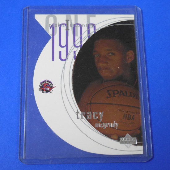 1997-98 UPPER DECK TRACY MCGRADY ROOKIE DISCOVERY DIE CUT ROOKIE CARD RAPTORS