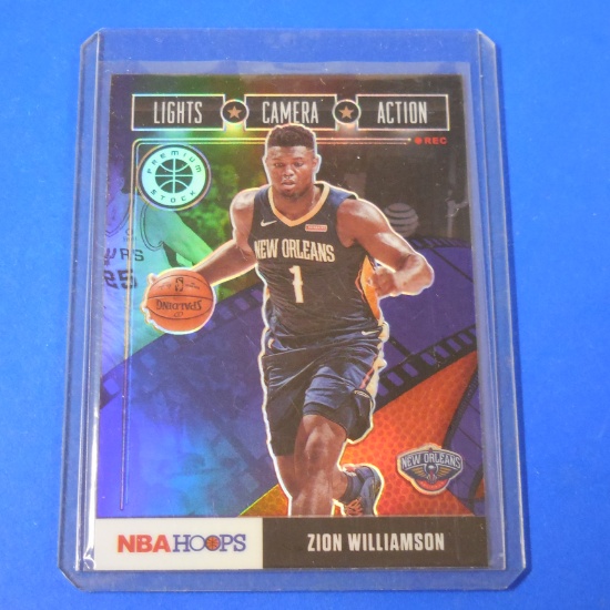 2019-20 PANINI HOOPS PREMIUM ZION WILLIAMSON LIGHTS CAMERA ACTION ROOKIE CARD PRIZM