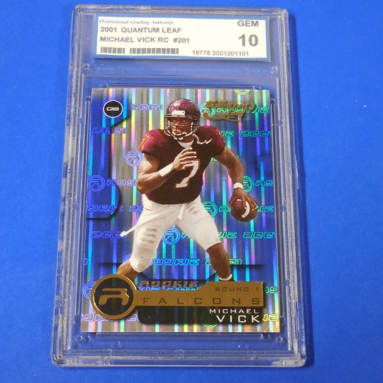 2001 LEAF QUANTUM MICHAEL VICK ROOKIE CARD HOLO PGA GEM MINT 10 VIRGINIA TECH
