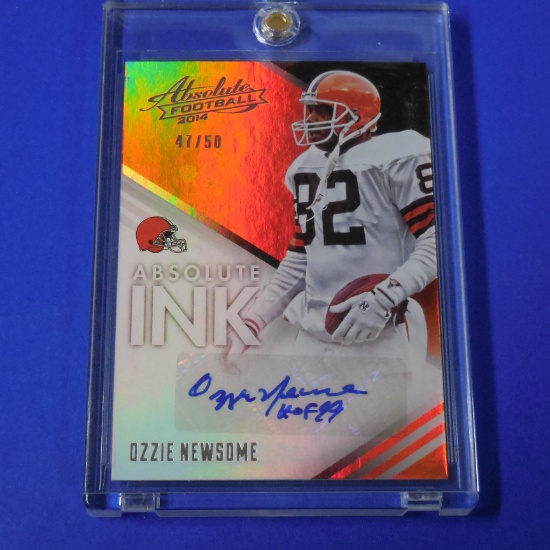 2014 PANINI ABSOLUTE OZZIE NEWSOME ABSOLUTE INK AUTOGRAPH HOLO #D 47/50 BROWNS