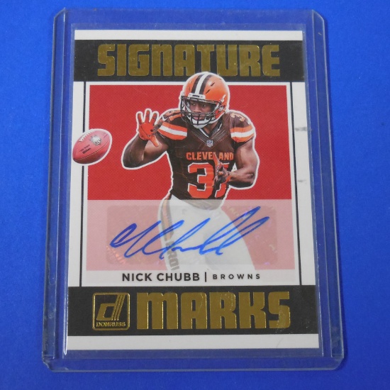 2018 DONRUSS NICK CHUBB SIGNATURE MARKS AUTOGRAPHED ROOKIE CARD BROWNS