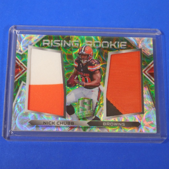 2018 PANINI SPECTRA NICK CHUBB DUAL 4 COLOR JERSEY PATCH ROOKIE CARD #D 37/50 BROWNS