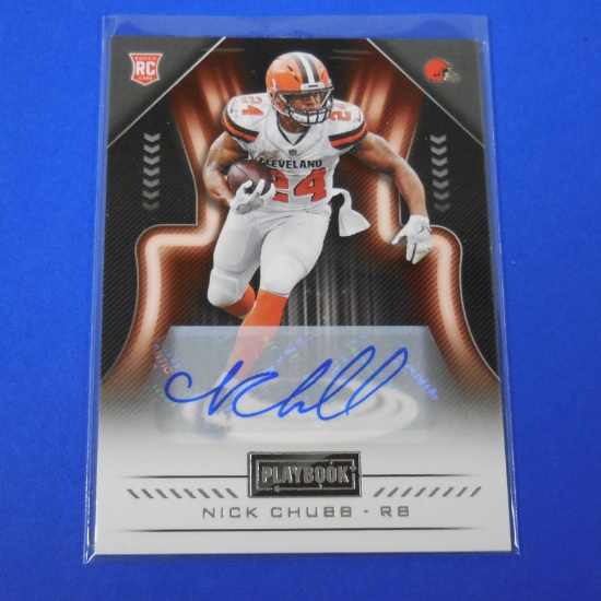 2018 PANINI PLAYBOOK NICK CHUBB AUTOGRAPHED ROOKIE CARD BROWNS