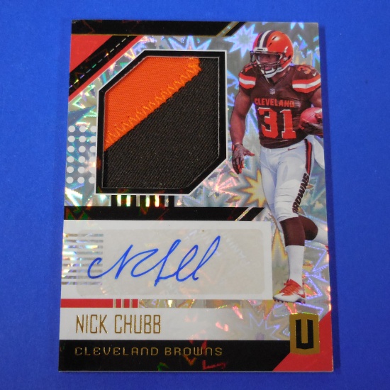 2018 PANINI UNPARALLELED NICK CHUBB RPA ROOKIE PATCH AUTOGRAPH RC #D 07/75 BROWNS