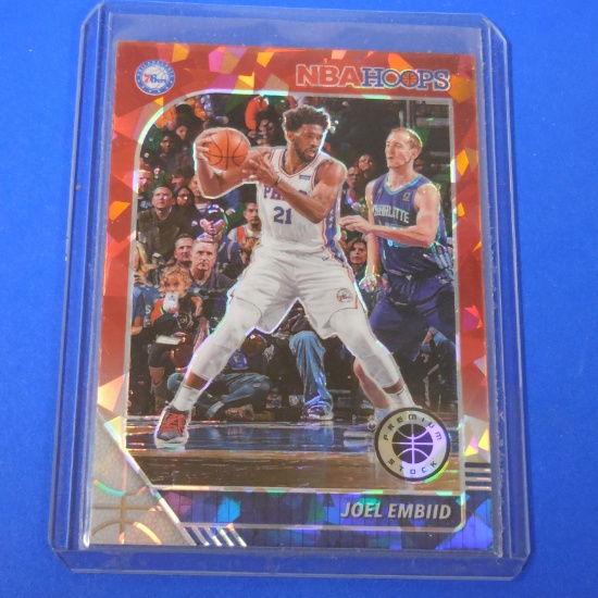 2019-20 PANINI HOOPS PREMIUM STOCK JOEL EMBIID RED ICE PRIZM 76ERS