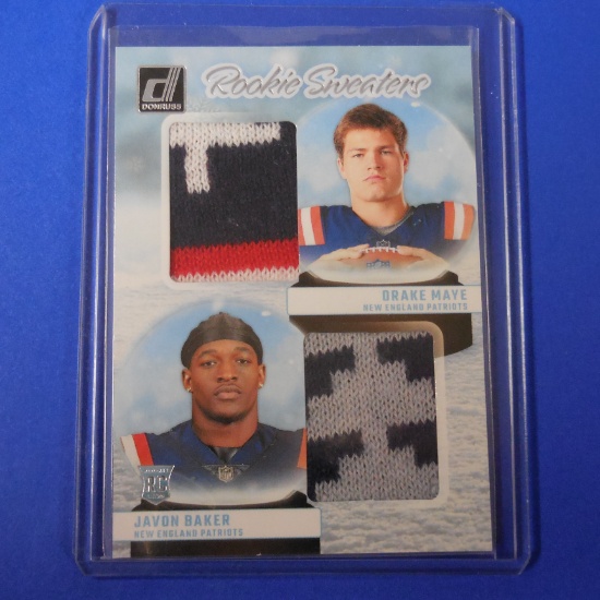 2024 DONRUSS FOOTBALL DRAKE MAYE JAVON BAKER DUAL PLAYER WORN SWEATER RELICS