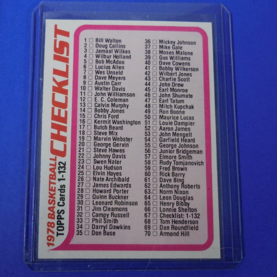 1978-79 TOPPS BASKETBALL #67 SERIES 1 CHECKLIST CLEAN