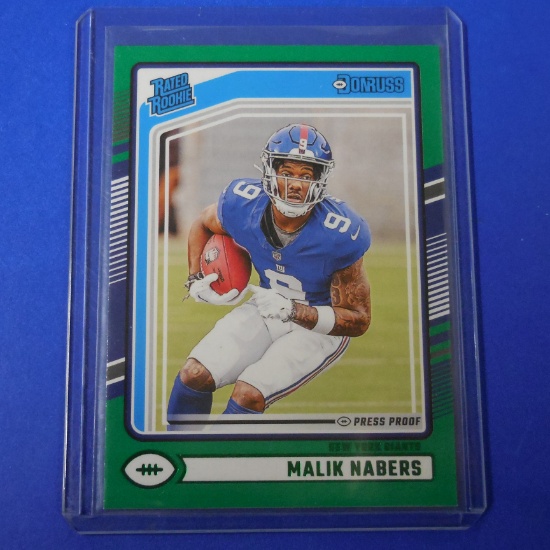 2024 DONRUSS MALIK NABERS RATED ROOKIE CARD GREEN PRESS PROOF SP