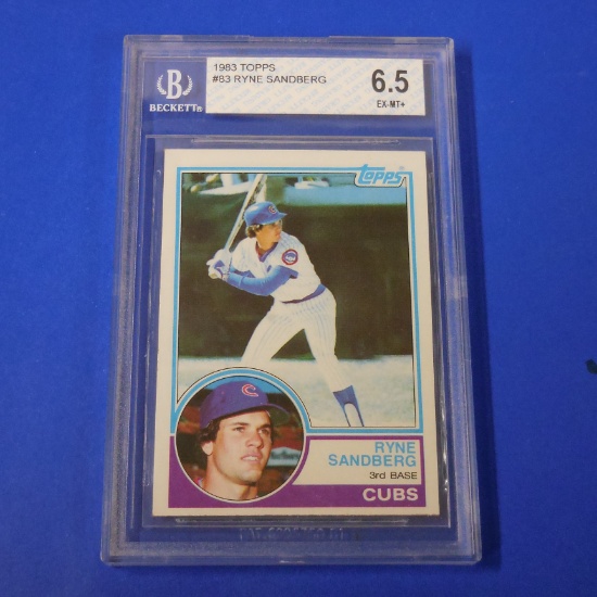 1983 TOPPS BASEBALL #83 RYNE SANDBERG ROOKIE CARD GRADED BGS 6.5 EX-MT+