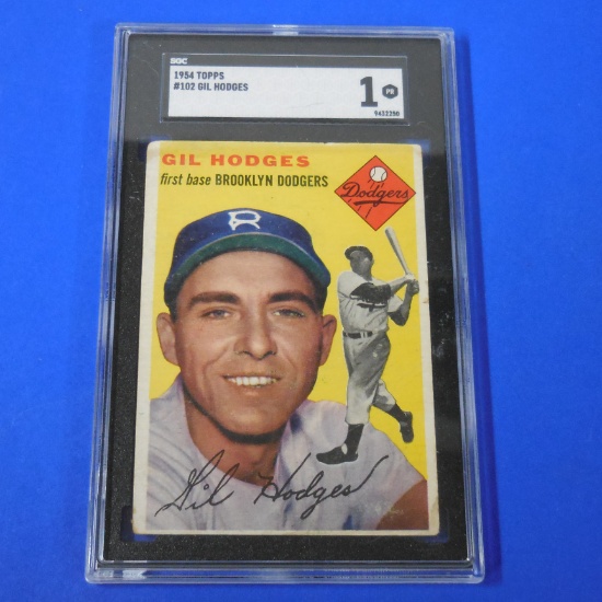 1954 TOPPS #102 GIL HODGES DODGERS GRADED SGC 1