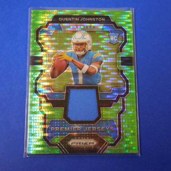 2023 PANINI PRIZM QUENTIN JOHNSTON GREEN PULSAR PRIZM JERSEY ROOKIE CARD