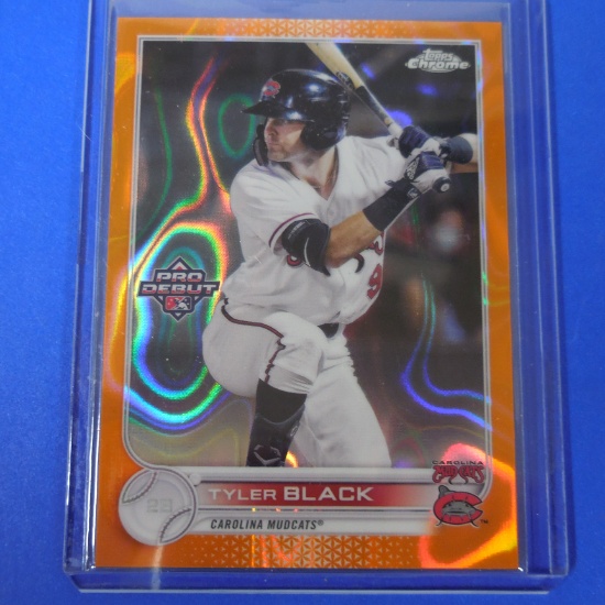 2022 TOPPS CHROME DEBUT TYLER BLACK ORANGE RAY REFRACTOR #D 18/25 ROOKIE CARD