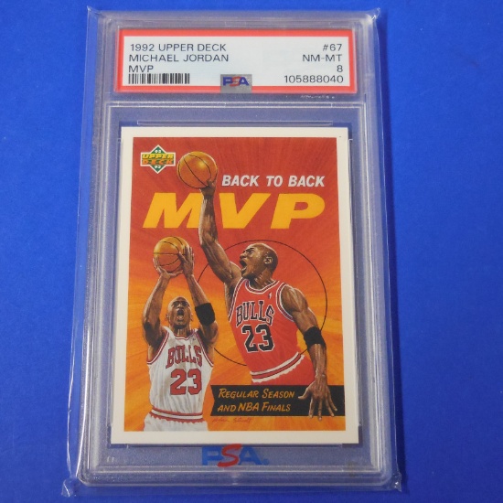 1992-93 UPPER DECK MICHAEL JORDAN BACK TO BACK MVP GRADED PSA NM-MT 8