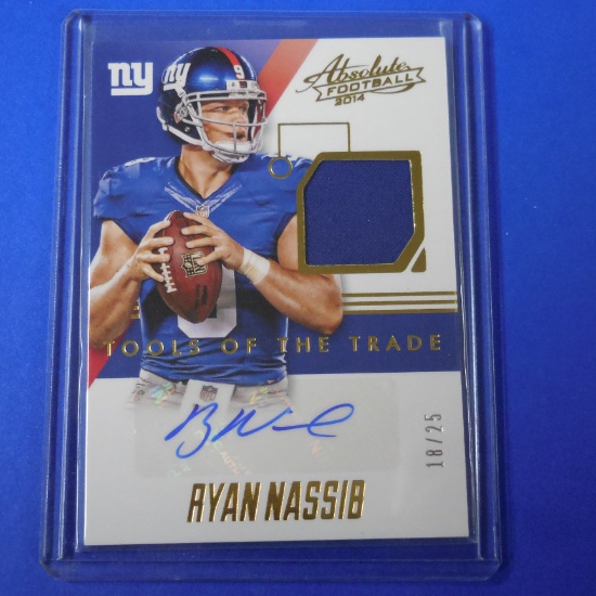 2014 PANINI ABSOLUTE RYAN NASSIB TOOLS OF THE TRADE AUTOGRAPHED JERSEY CARD #D 18/25