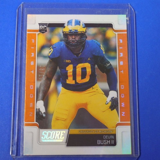 2019 PANINI SCORE DEVIN BUSH FIRST DOWN HOLOFOIL ROOKIE CARD #D 03/10 MICHIGAN