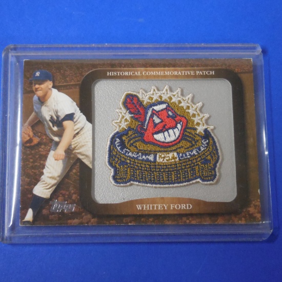 2009 TOPPS BASEBALL WHITEY FORD 1954 MLB ALL STAR GAME LOGO PATCH YANKEES INDIANS