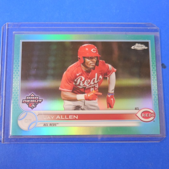 2022 TOPPS CHROME DEBUT JAY ALLEN AQUA REFRACTOR ROOKIE CARD #D 59/75