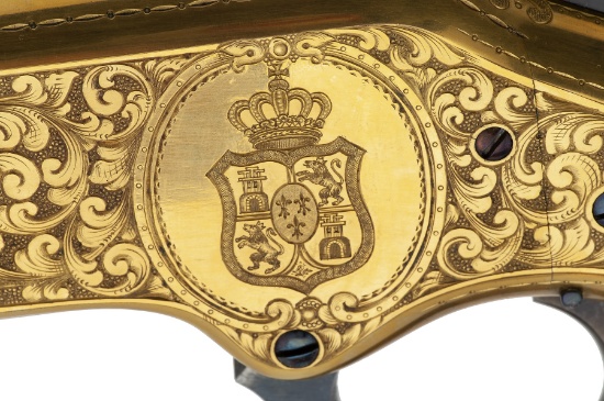 Deluxe Factory Cased L.D. Nimschke Engraved and Signed Model 1866 Presented by the King of Spain to