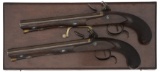 Original Cased Pair of English Flintlock Duelers by William Parker