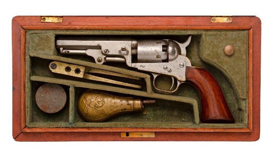 Cased Silver Finish Colt Model 1849 Pocket Revolver