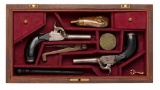 Cased Pair of Belgian Screw-Barrel Pistols