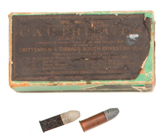 Original Box Of 50 No 38 Cartridges By Crittenden & Tibbals South Conventry Conn