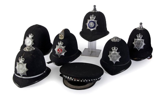 Lot of Seven British Police Caps