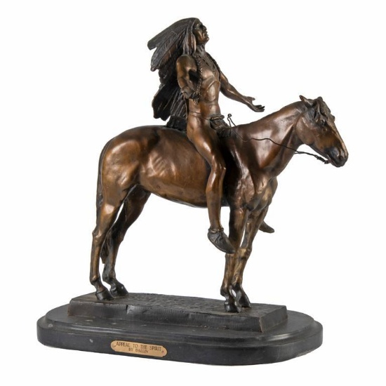 Bronze Sculpture of Native American Chief by Carl Kauba